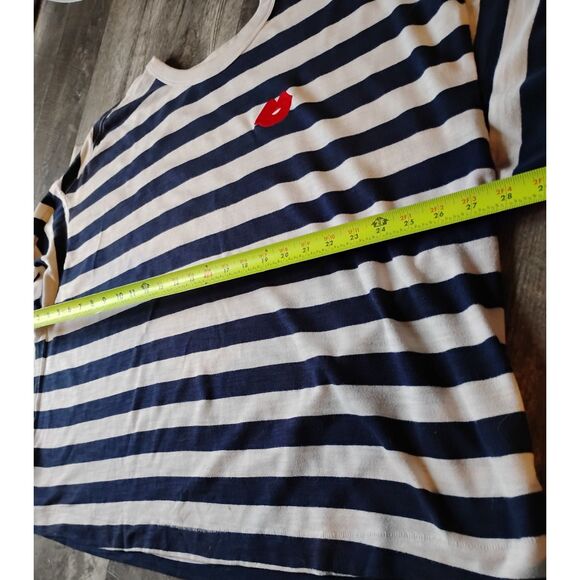 Old Navy, The Easy Tee Women's Size XXL Blue & White Stripped Long Sleeved Tee - Picture 4 of 9